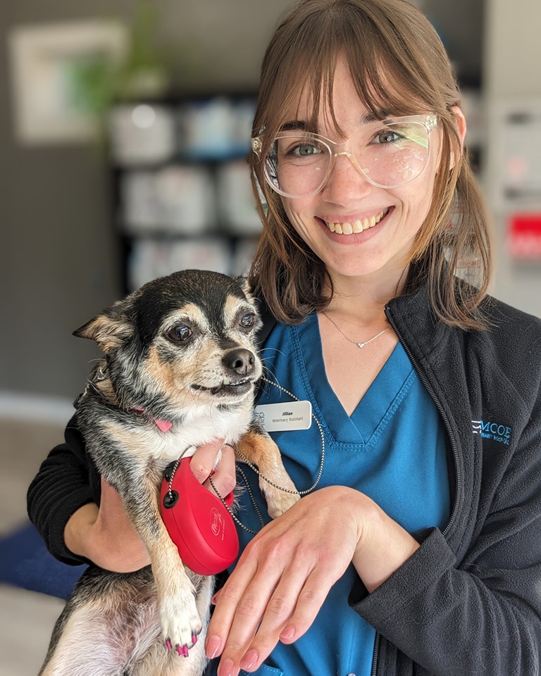 Jillian holding dog