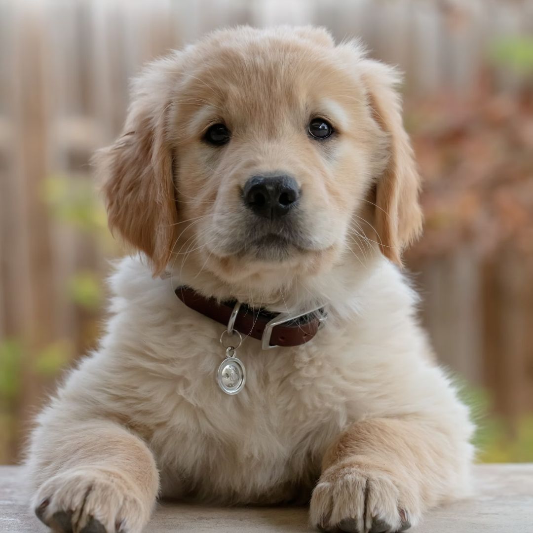 golden retriever puppy laying on ground
